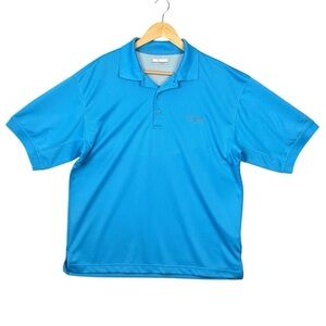 Columbia PFG Omni-Shade Men’s Medium Blue Golf Polo Shirt Vented Fishing Outdoor